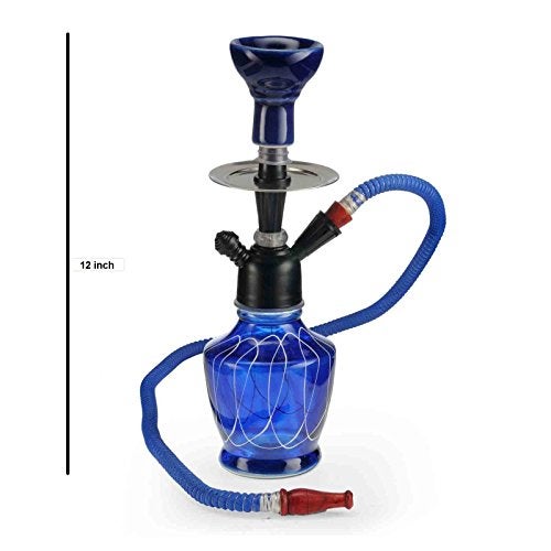 Basement Bazaar Mahi Glass Hookah (24.8 cm, Blue) - Image 3