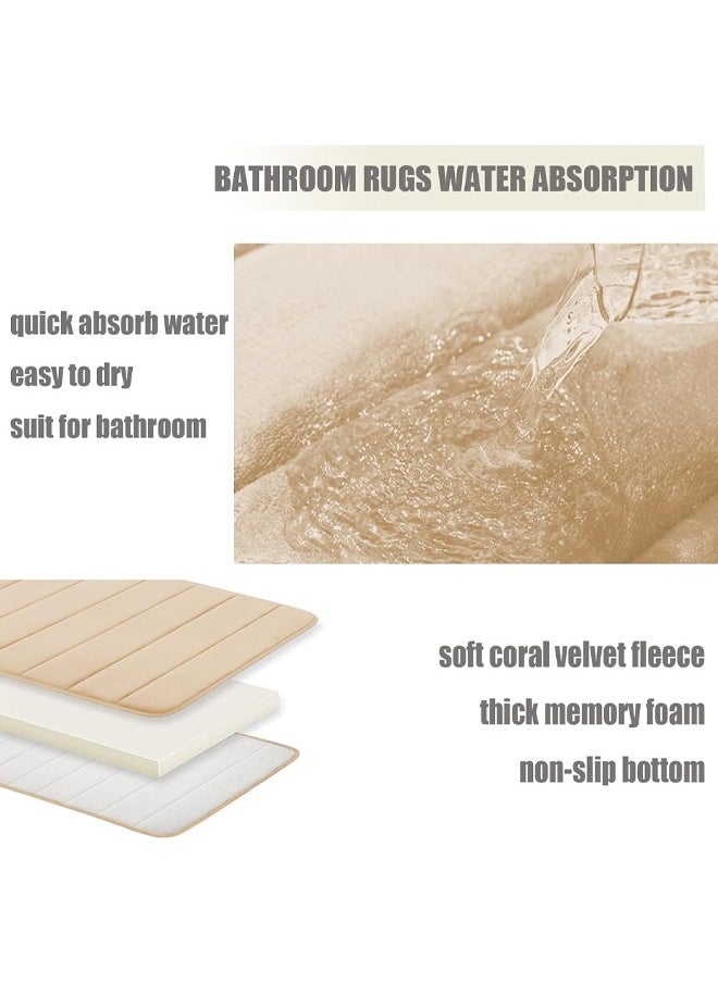 Coral Fleece Bath Mat Set, Bathroom Rugs 3 Pieces, Toilet Mats, Soft Comfortable, Water Absorption, Non-Slip, Thick, Machine Washable, Easier to Dry for Floor Mats, Camel