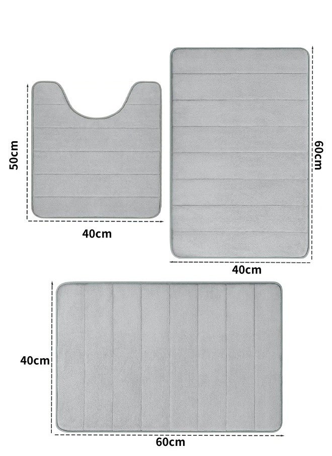 Coral Fleece Bath Mat Set, Bathroom Rugs 3 Pieces, Toilet Mats, Soft Comfortable, Water Absorption, Non-Slip, Thick, Machine Washable, Easier to Dry for Floor Mats, Camel