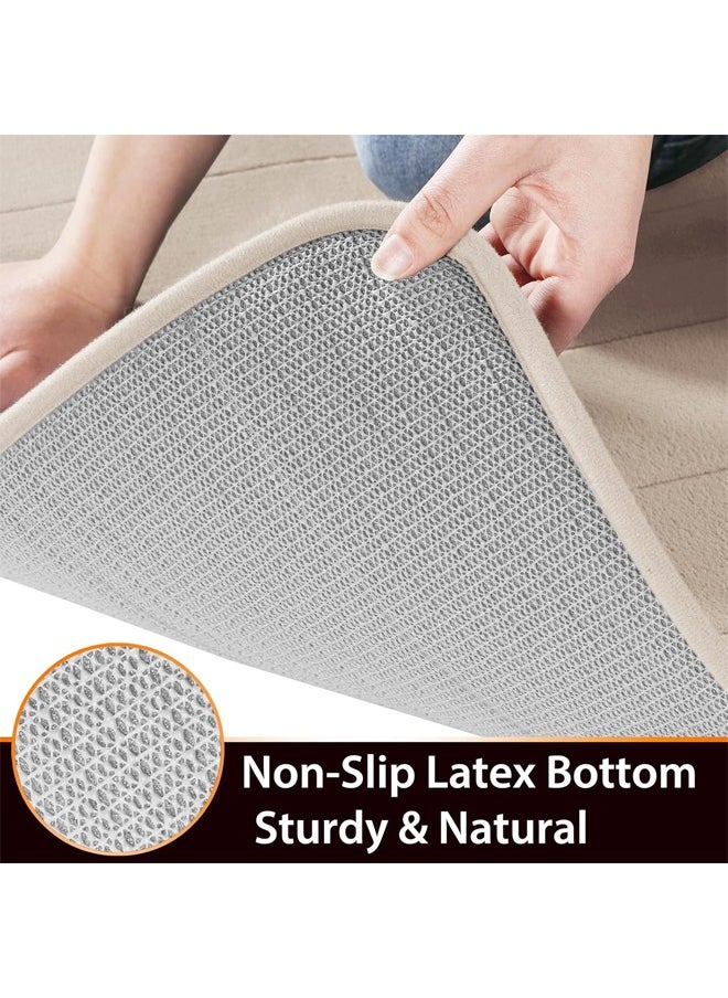 Coral Fleece Bath Mat Set, Bathroom Rugs 3 Pieces, Toilet Mats, Soft Comfortable, Water Absorption, Non-Slip, Thick, Machine Washable, Easier to Dry for Floor Mats, Camel