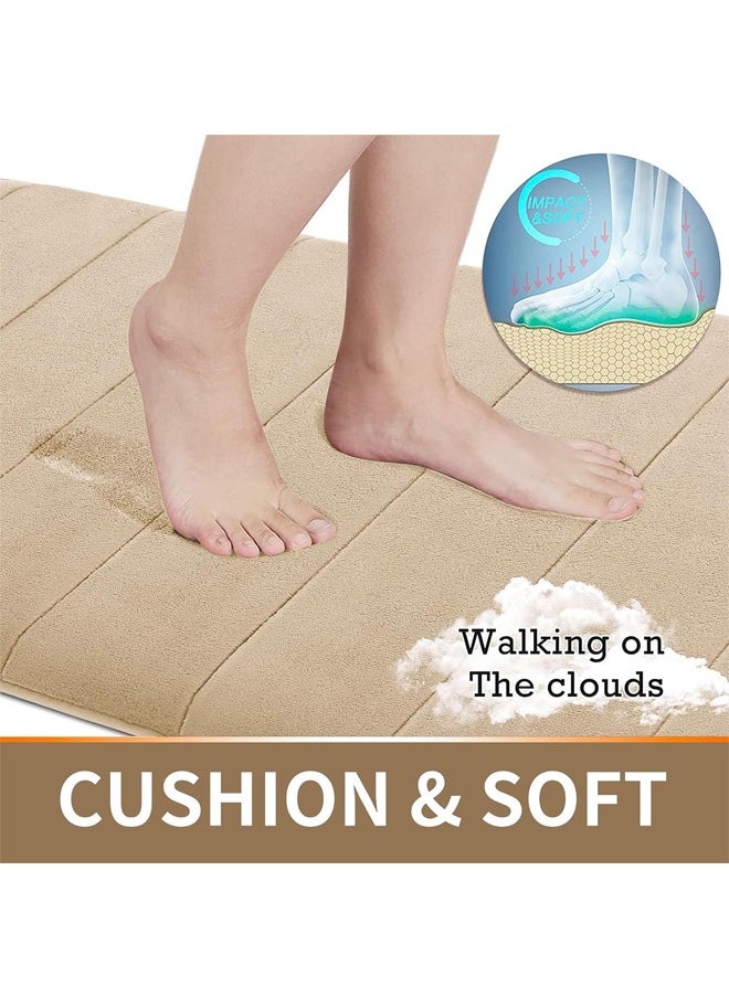 Coral Fleece Bath Mat Set, Bathroom Rugs 3 Pieces, Toilet Mats, Soft Comfortable, Water Absorption, Non-Slip, Thick, Machine Washable, Easier to Dry for Floor Mats, Camel