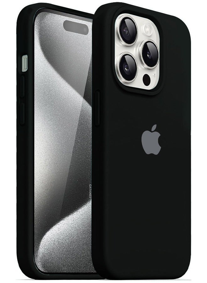 IAF iPhone 15 Pro Max Case Liquid Silicone Case Full Body Shockproof Protective Cover Slim Thin Phone Case Cover Durable and Anti Scratch Back Cover Black - Image 3