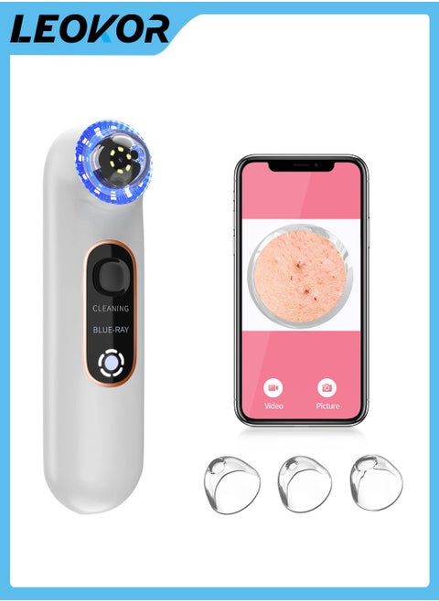 Blackhead Remover Vacuum Pore Cleaner with Cameta 30x Real Time Monitoring Upgraded Visual Facial Pore Cleaner Blue Light Therapy