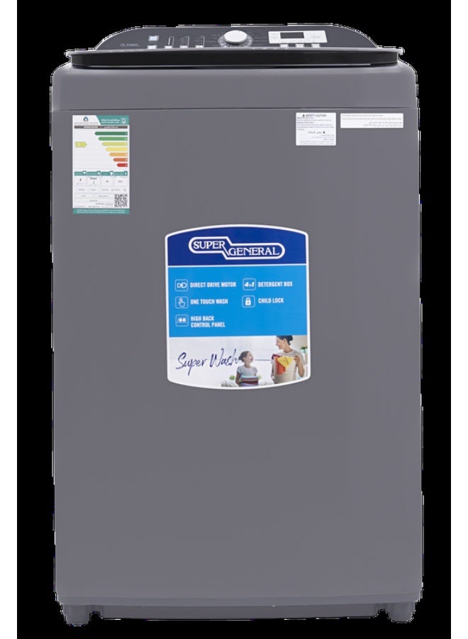 SUPER GENERAL 19 kg Fully Automatic Top-Loading Washing Machine KSGW1925, Silver, 16 Programs, Air Dry Function, Efficient Top-Load Washer with Child-Lock, LED Display, 2 Year Warranty KSGW1925 Silver/ Grey - Image 1