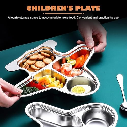 GNASTAS Stainless Steel Bus Plate for Kids Meal Plate Tray, Baby Feeding Set, BPA-Free Kids Dinner Plate, Unbreakable Stainless Steel Plates for Toddlers, Kids 1pc (Aeroplane Food Plate) - Image 3