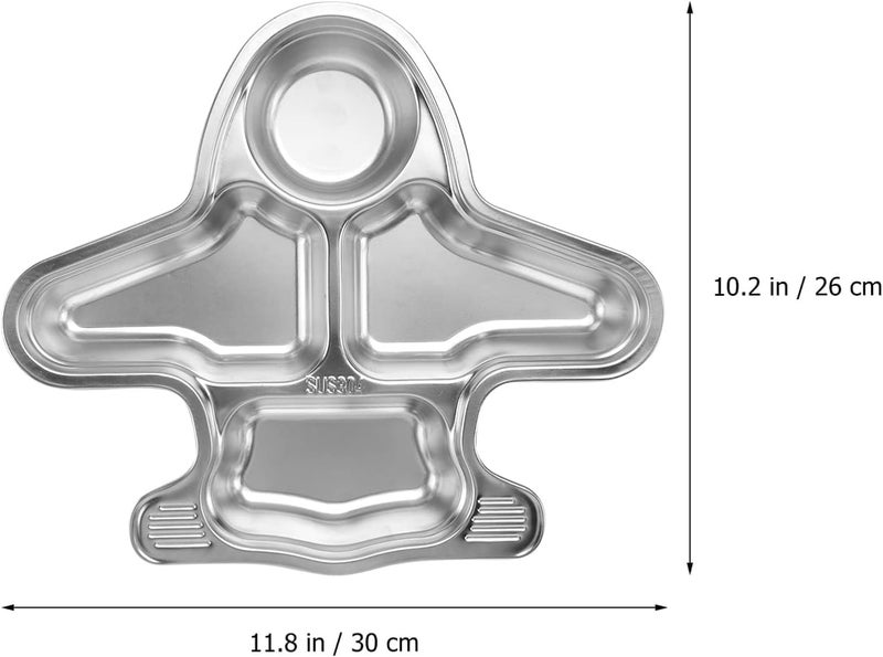 GNASTAS Stainless Steel Bus Plate for Kids Meal Plate Tray, Baby Feeding Set, BPA-Free Kids Dinner Plate, Unbreakable Stainless Steel Plates for Toddlers, Kids 1pc (Aeroplane Food Plate) - Image 2