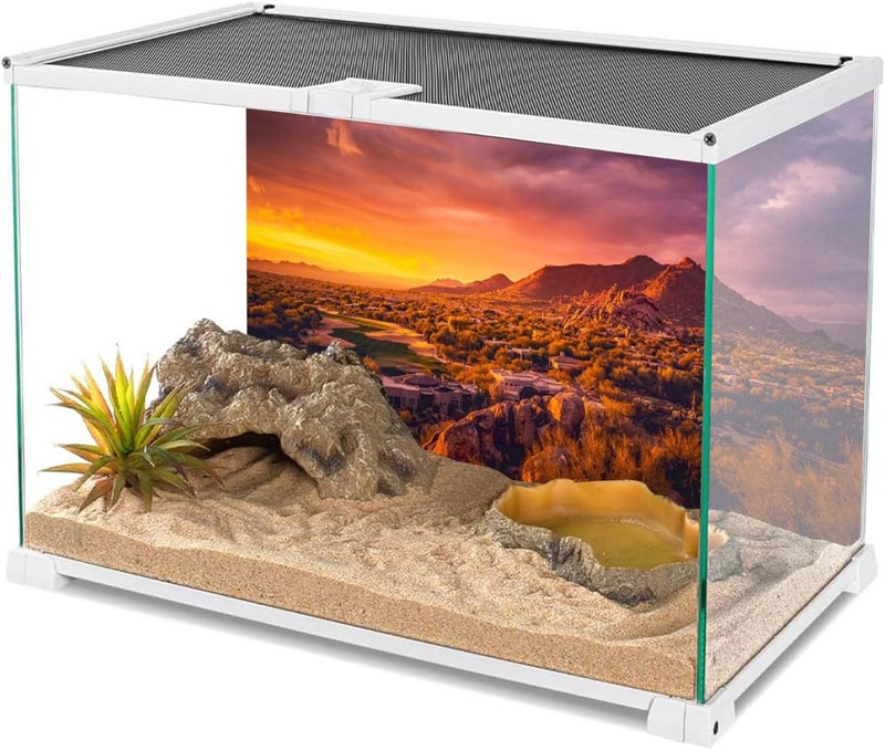 AWERT 72x24 inches Sun and Desert Terrarium Background Mountain Oasis Gobi Reptile Habitat Background Vinyl - Image 3