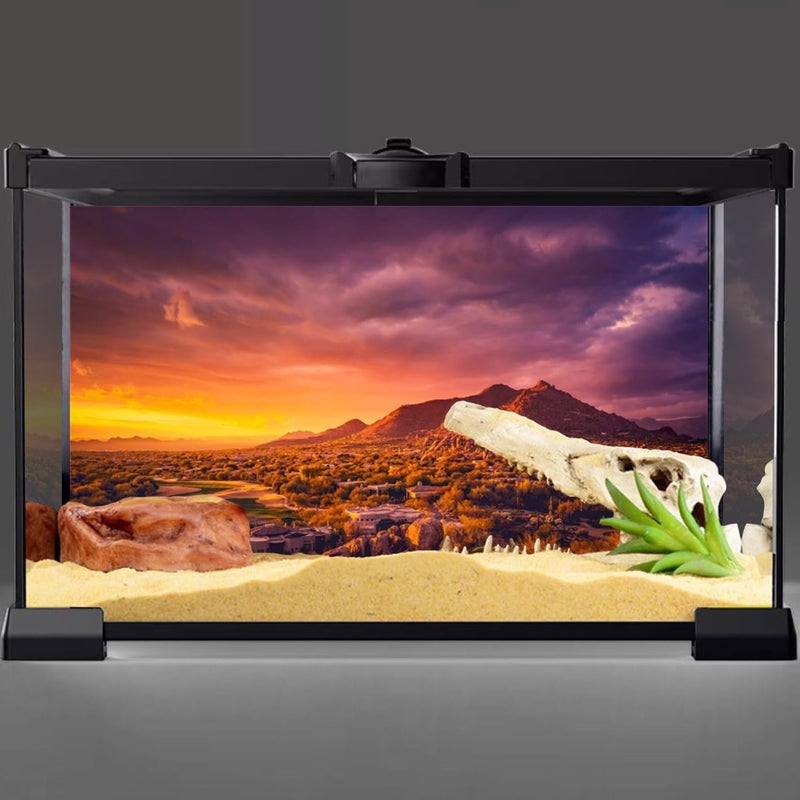 AWERT 72x24 inches Sun and Desert Terrarium Background Mountain Oasis Gobi Reptile Habitat Background Vinyl - Image 2