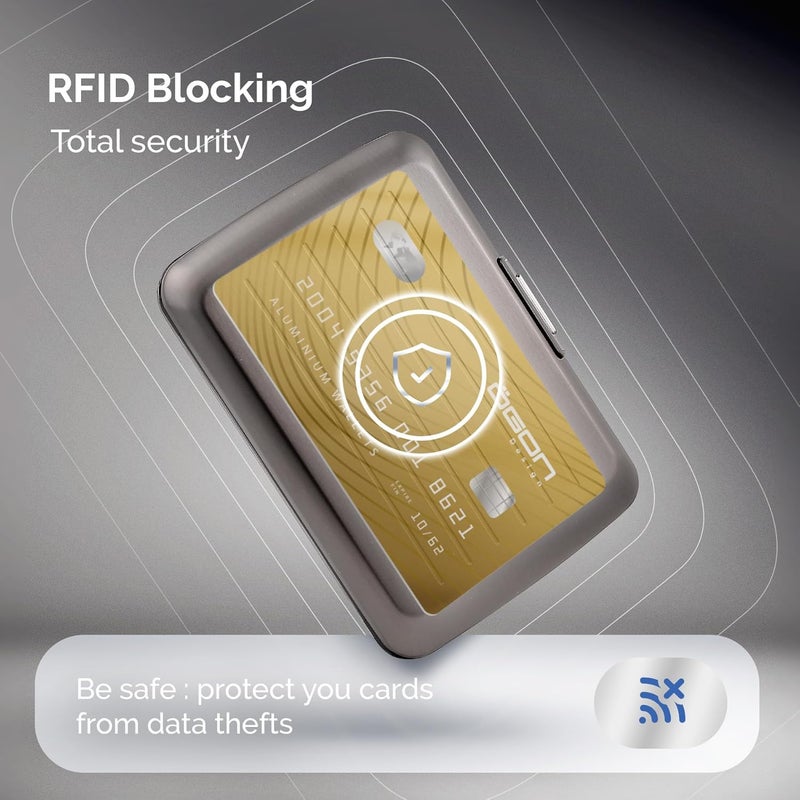 ÖGON -DESIGNS- Aluminium Card Holder with Metal Clasp, RFID Protection Against Fraud and Demagnetization, Compact Wallet, Smart Case Oslo Model - Image 5