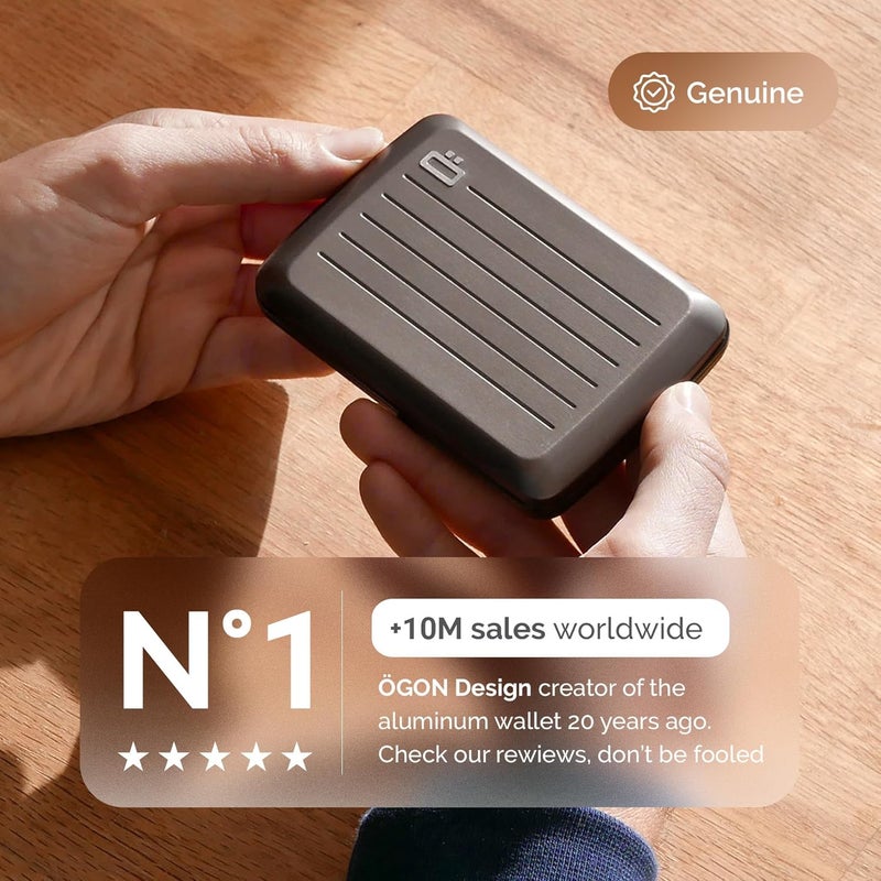 ÖGON -DESIGNS- Aluminium Card Holder with Metal Clasp, RFID Protection Against Fraud and Demagnetization, Compact Wallet, Smart Case Oslo Model - Image 3