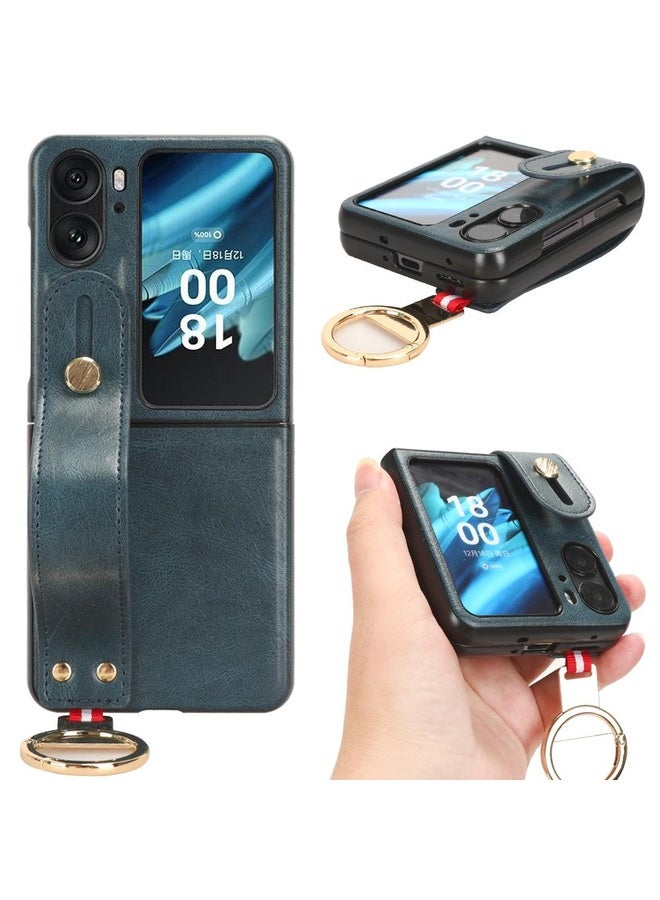 HuHa Case Cover For OPPO Find N2 Flip Wristband Leather Back Phone Case(Blue) - Image 1