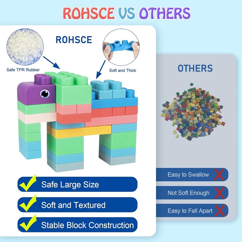 ROHSCE Soft Building Blocks for Kids,Puzzle Blocks,Stem Preschool Learning Sensory Toys and Gifts for Kids,Multifunctional Baby Toy - Image 3
