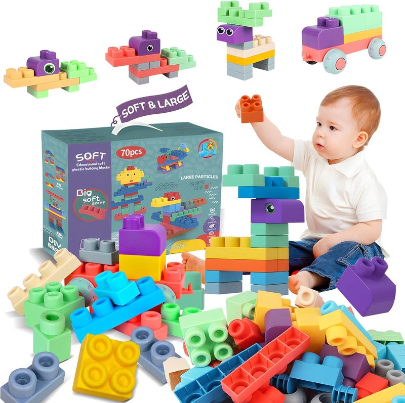 ROHSCE Soft Building Blocks for Kids,Puzzle Blocks,Stem Preschool Learning Sensory Toys and Gifts for Kids,Multifunctional Baby Toy - Image 1