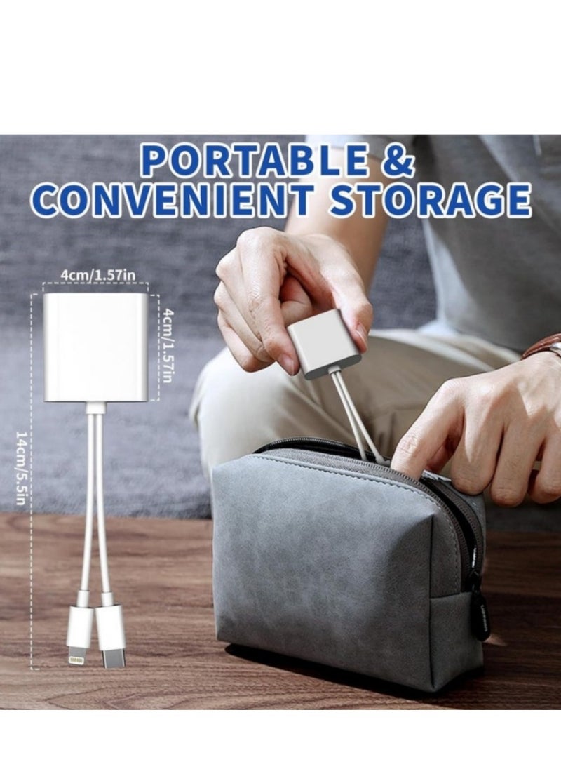 Sd Card Reader for iPhone iPad Camera,Dual Card Slot Memory Card Reader Supports SD and TF Card Trail Camera Viewer Sd Card Adapter Portable Micro Sd Card Reader Plug and Play
