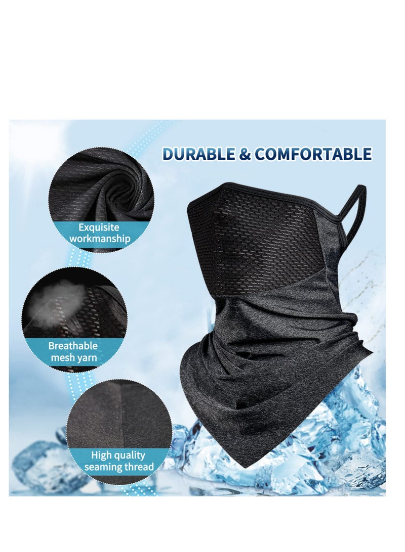 Excefore Neck Gaiter, 2 Pack Breathable Bandana Mask for Outdoor Protection, Sun UV Protection Face Cover for Cycling, Running, Hiking, Black and Dark Grey - Image 3