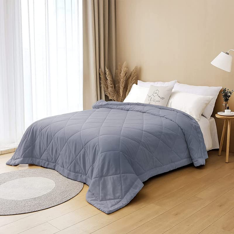 Rajasthan Crafts Lightweight Summer All Weather Reversible Comforter Ultra Soft Quilt Blanket Dohar (90x100 Inches, Light Grey) - Image 3
