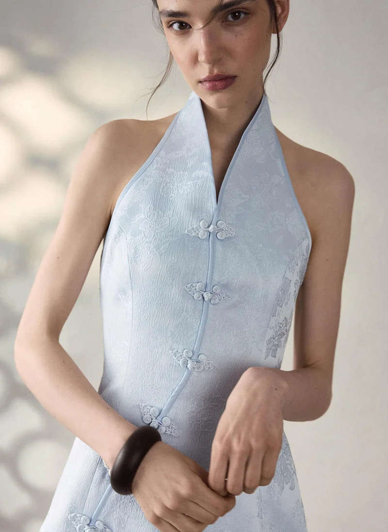 Lichi  Jacquard mini dress with a diagonal fastening for Women | Best Price UAE