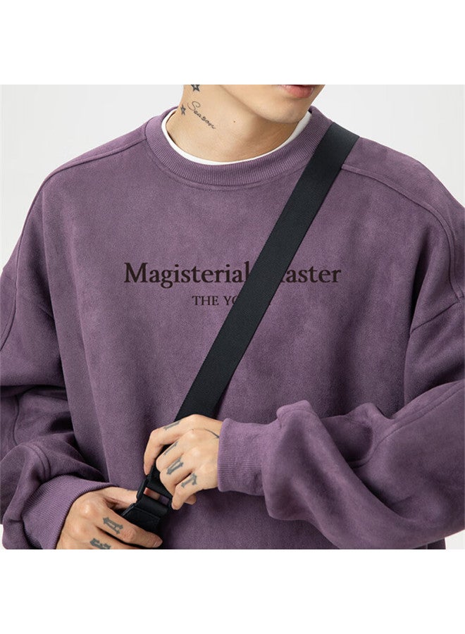 Izexx American Heavyweight Sweatshirt Men's Spring High Street Trendy Brand Crewneck Loose Casual Top Zhl52 Beige Gray 2XL - Image 4