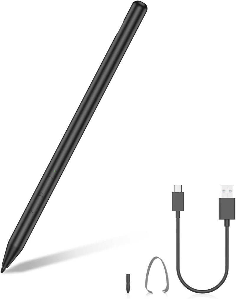 iafer Pen for Microsoft Surface Pro 10/9/8/X/7+/6/5/4/3/Surface 3, Surface Go 4/3/2/1, Surface Laptop/Studio/Book 4/3/2/1 with 4096 Pressure Sensitivity, Palm Rejection, Tilt Function (Charging Black) - Image 1