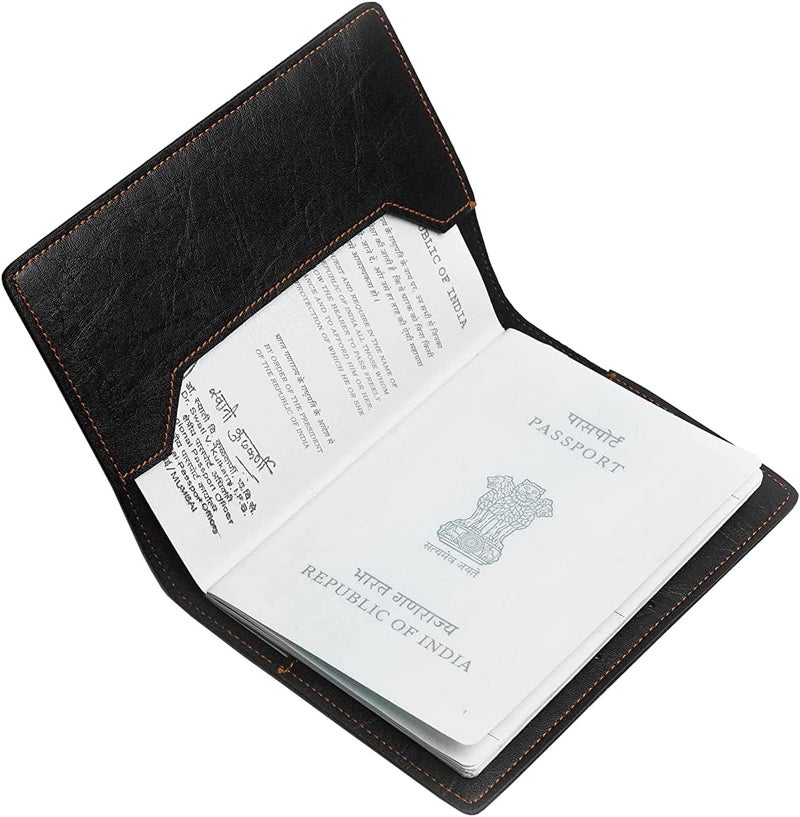The Messy Corner Vegan Leather Passport Cover for Men | Ultra Violet Rover Leather Passport Accessories for Travel, Black, Rover Hardness boosted processed substance - Image 2