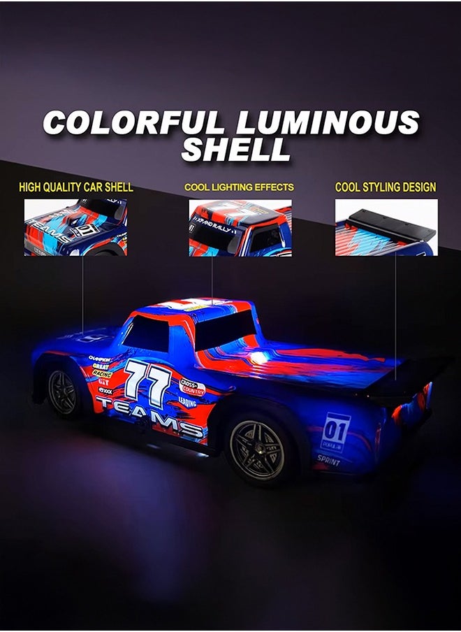 gearbox Luminous Remote Control Truck, Light Up RC Car Toys, 2.4GHz 1:22 Scale 15KM/H Off-Road with Cool LED Lights Racing Rechargeable Toy Car for Christmas Birthday Kids Boys for 6-7 8-12 Year Old- Blue  - Image 2