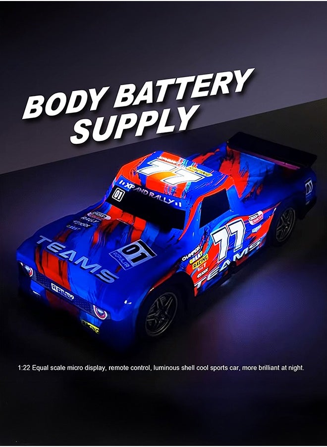 gearbox Luminous Remote Control Truck, Light Up RC Car Toys, 2.4GHz 1:22 Scale 15KM/H Off-Road with Cool LED Lights Racing Rechargeable Toy Car for Christmas Birthday Kids Boys for 6-7 8-12 Year Old- Blue  - Image 4