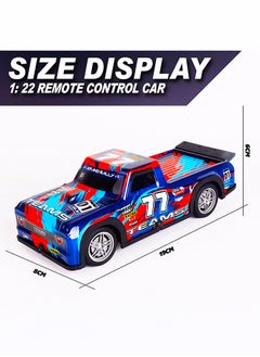 gearbox Luminous Remote Control Truck, Light Up RC Car Toys, 2.4GHz 1:22 Scale 15KM/H Off-Road with Cool LED Lights Racing Rechargeable Toy Car for Christmas Birthday Kids Boys for 6-7 8-12 Year Old- Blue  - Image 5