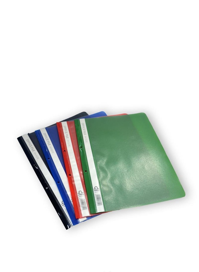 Libra A4 Office File Clear Front Report Covers Project File with Fasteners for School Office Report File Matte Materials with Side Pocket Blue Color Office organiser Document Organiser-6pc/Pack MULTICOLORS - Image 1