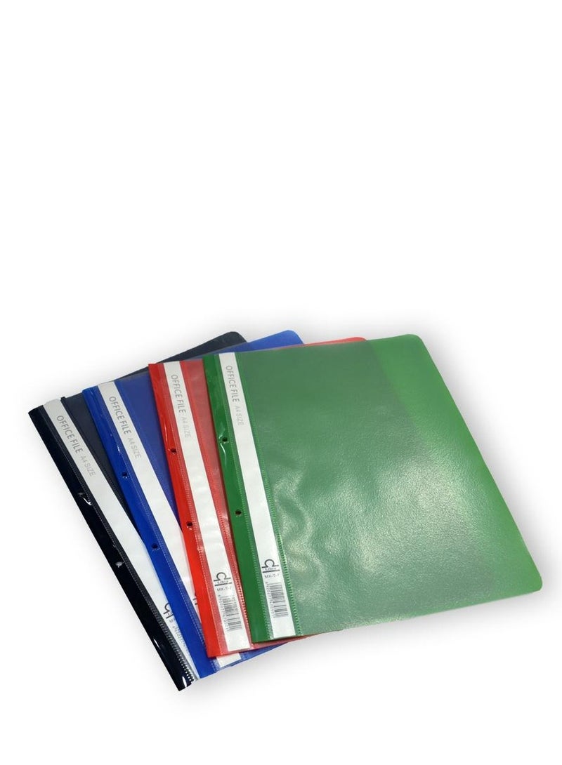 Libra A4 Office File Clear Front Report Covers Project File with Fasteners for School Office Report File Matte Materials with Side Pocket Blue Color Office organiser Document Organiser-6pc/Pack MULTICOLORS - Image 2