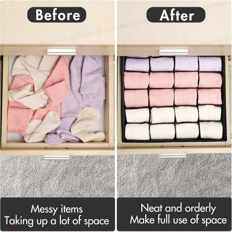 FunBlast FunBlast Drawer Divider Adjustable Drawer Dividers Drawer Organizer Drawer Organizer Closet Storage for Bra Lingerie Panties Socks Briefs Ties Separators for Wardrobes - Image 2