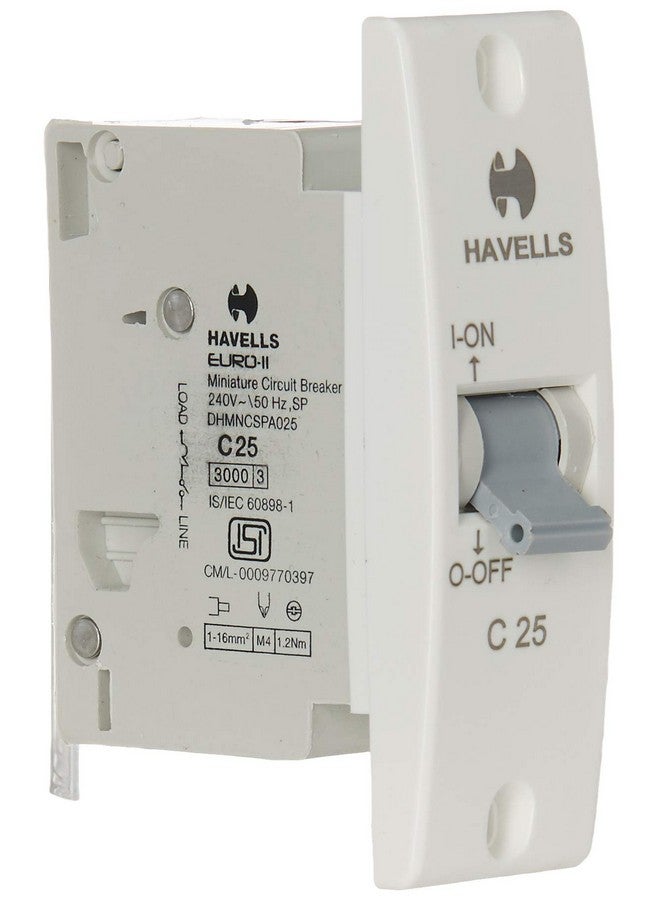 Havells DHMNCSPA025 PVC Plastic 25A SP C Mini MCB (White) - Image 2