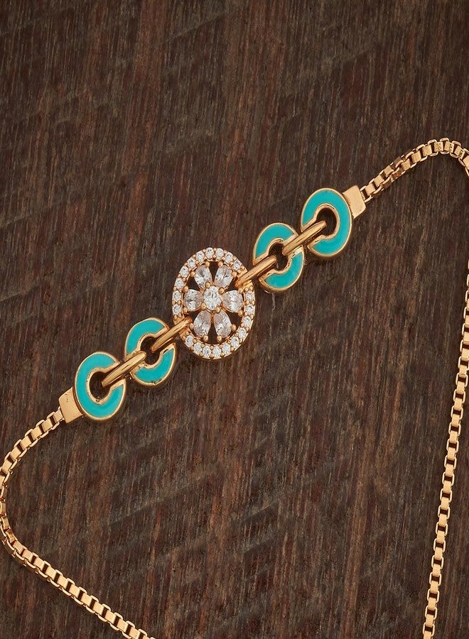 KUSHAL'S Fashion Jewellery White Gold Polished Zircon Bracelet With Adjustable | Best For Bride, Bridemaids & Special Occasion | Zircon Bracelet For Women - 444934 - Image 4
