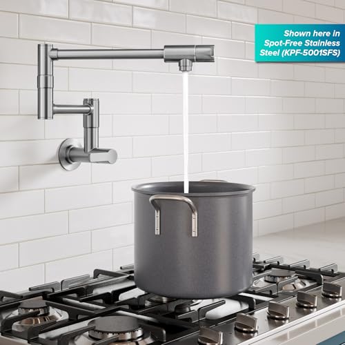 KRAUS Oletto Pot Filler Faucet with Retractable Arm Wall Mount Kitchen Faucet Pot Filler for Stove in SpotFree Brushed Brass KPF5001SFBB - Image 3