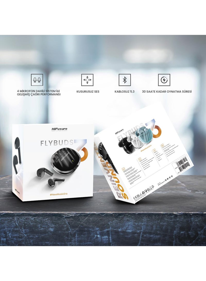 HiFuture Flybuds 3 Wireless 5.3 Bluetooth Headphones 4 Built-in Microphones & 30 Hours of Playtime Black-COLOURS VARRY - Image 5