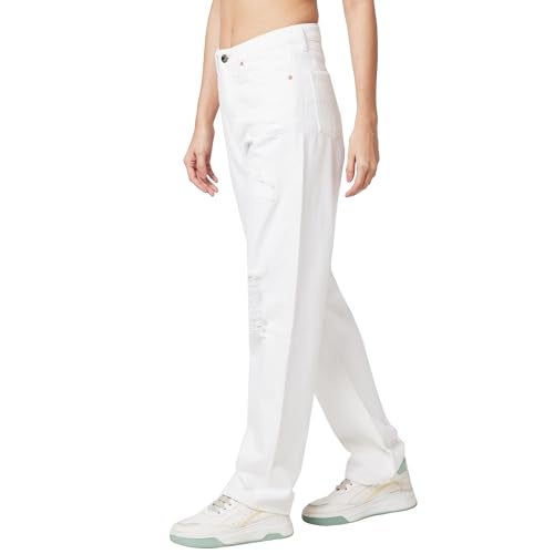 Spykar High Rise Straight Fit White Jeans for Women (Size: 30)-WDBEL1BD080-White - Image 4