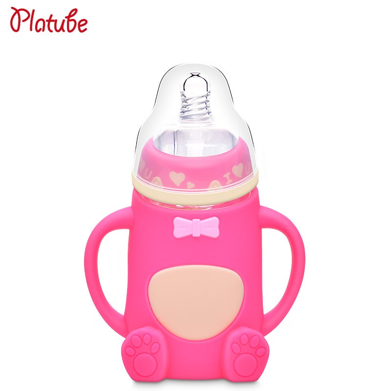 A Generation Of Baby Silicone Glass Bottle Baby Anti-Fall Anti-Flatulence Children'S Glass Bottle Mother And Baby Supplies - Image 1