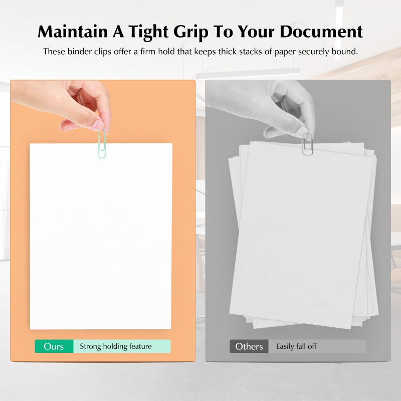 CREECHWA Cute Paper Clips Binder Clips Combo Set, 165 Psc, Assorted Size Paper Clips for Office, Cute Office Supplies Set, Green - Image 3