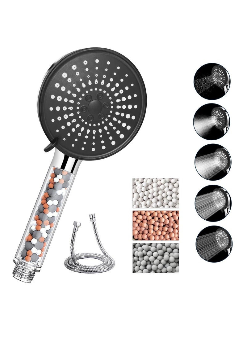 Shower Head High Pressure, 5 Modes Ionic Pressure Handheld Powerful Flow with 1.5M Hose, Universal Hard Water Softener Showerheads(BlackZ) - Image 1