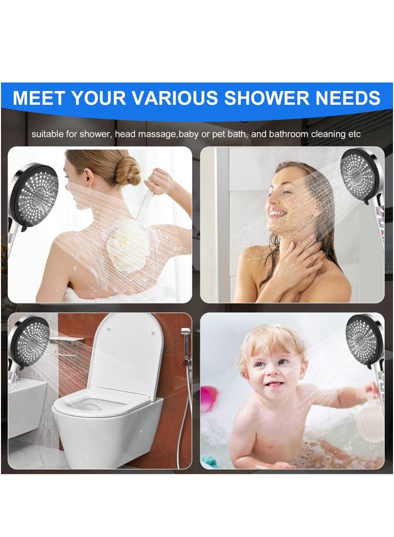 Shower Head High Pressure, 5 Modes Ionic Pressure Handheld Powerful Flow with 1.5M Hose, Universal Hard Water Softener Showerheads(BlackZ) - Image 5