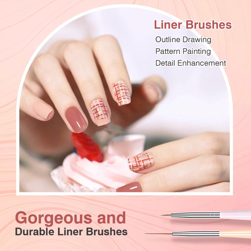 TOCOLES Nail Art Brushes 6PCS Nail Brush Set with Gel Polish and Liner Brush and Dotting Pens for Home and Professional Salon Use - Image 5