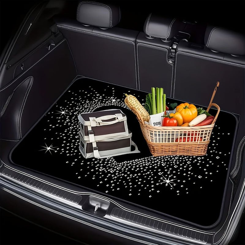 1pc Car Trunk Mat With Model Mq-521 Printed Heart Pattern Universal Fit Travel Accessory Interior Decoration For Car Enthusiasts - Image 4