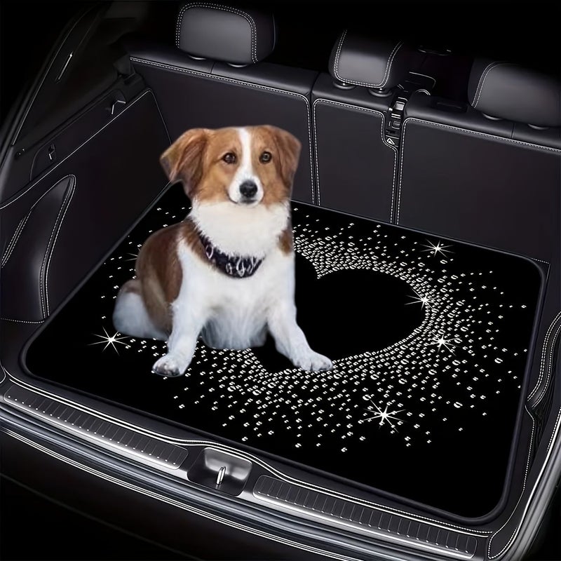 1pc Car Trunk Mat With Model Mq-521 Printed Heart Pattern Universal Fit Travel Accessory Interior Decoration For Car Enthusiasts - Image 3