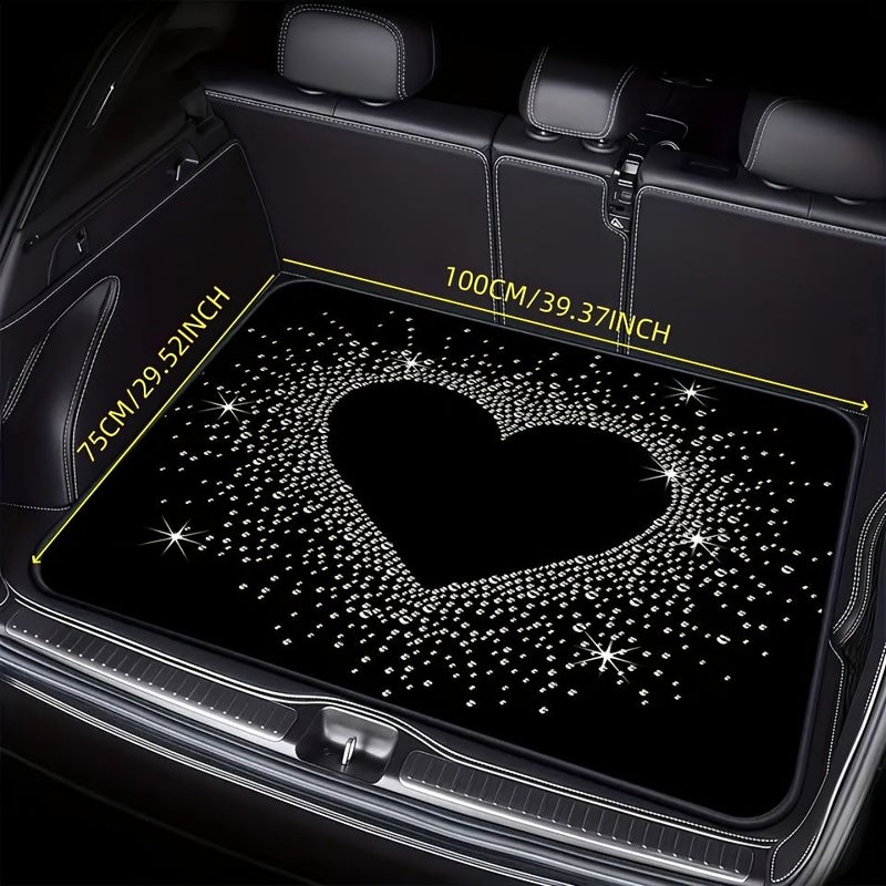 1pc Car Trunk Mat With Model Mq-521 Printed Heart Pattern Universal Fit Travel Accessory Interior Decoration For Car Enthusiasts - Image 5