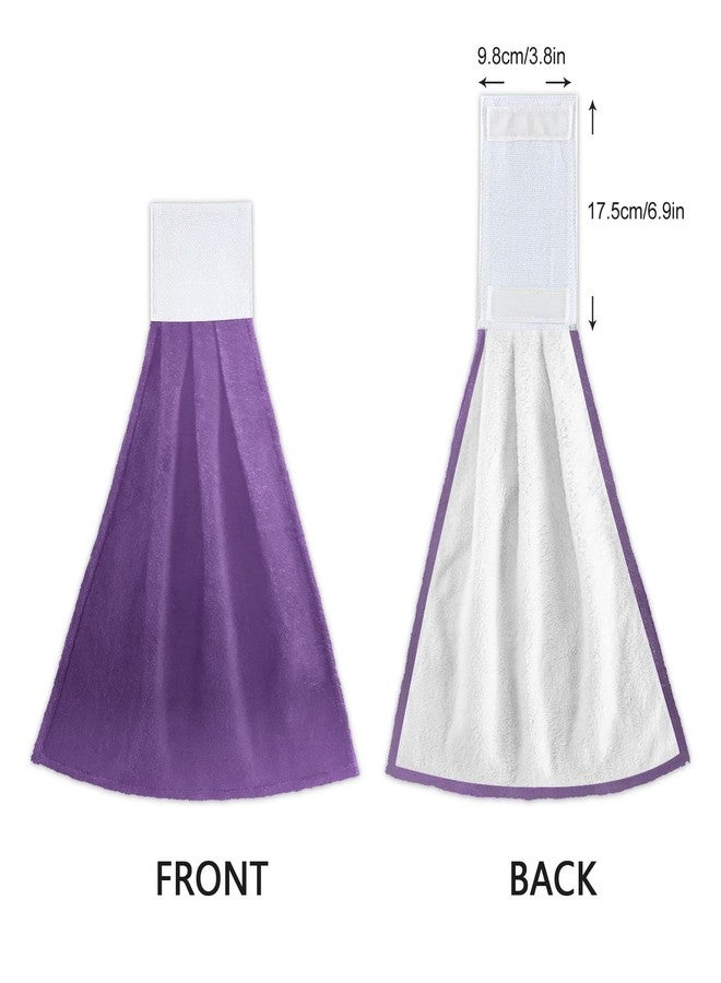 Kigai Purple Solid Color Hanging Tie Towels Set of 2, Absorbent Hand Towels Tea Bar Dish Dry Towels for Kitchen Bathroom Home Decor, 14 x18.2 inch - Image 4