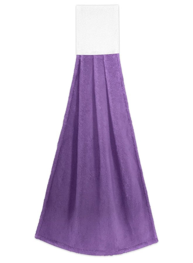 Kigai Purple Solid Color Hanging Tie Towels Set of 2, Absorbent Hand Towels Tea Bar Dish Dry Towels for Kitchen Bathroom Home Decor, 14 x18.2 inch - Image 1