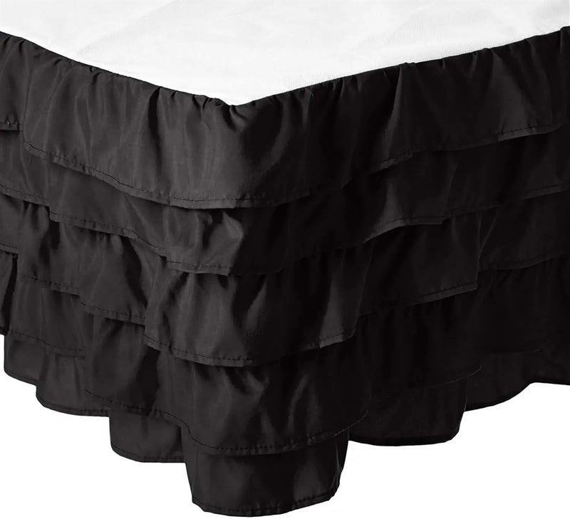 Five Layer Lotus Leaf Lace Multi-Layer Bed Skirt Platform Cloth Pleated Elastic Bedspread Protection Cover(Yellow,F(137x190x38cm)) - Image 4