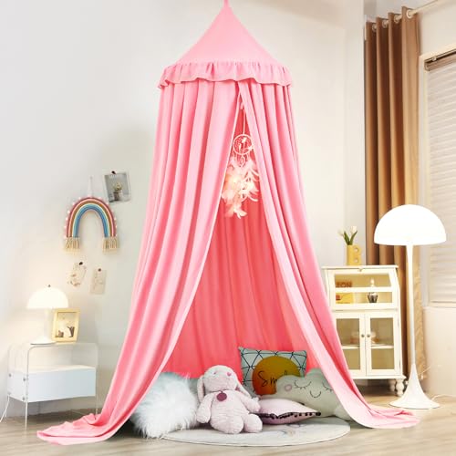 Kertnic Decor Canopy for Kids Bed, Soft Smooth Playing Tent Canopy Girls Room Decoration Princess Castle, Dreamy Mosquito Net Bedding, Children Reading Nook Canopies in Home (Nordic Pink) - Image 4