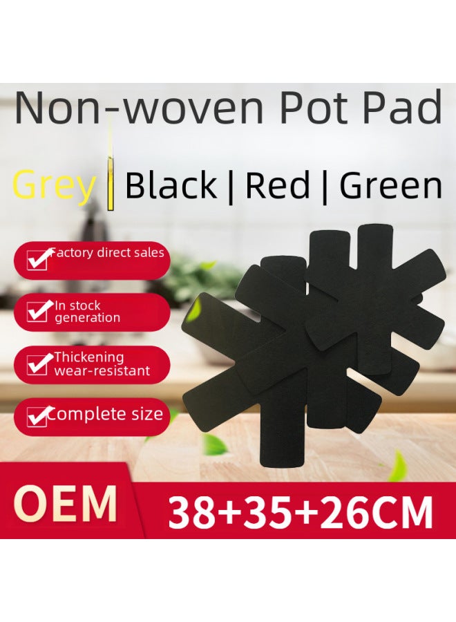 Felt Pot Pad Black Non-woven Pot Pad Non-stick Non-slip Heat Insulation Pad Protective Pad Six-claw Non-slip-Color:green Printing-Specifications:matching Opp Bag  - Image 2