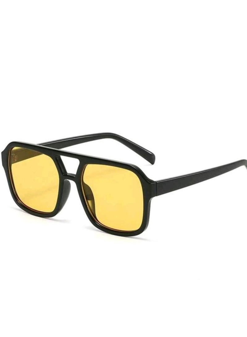 Shein 1pc Retro Classic  sunglasses Double Bridge Personality Large Frame Fashion Glasses For Outdoor Travel Beach Accessories - Image 2