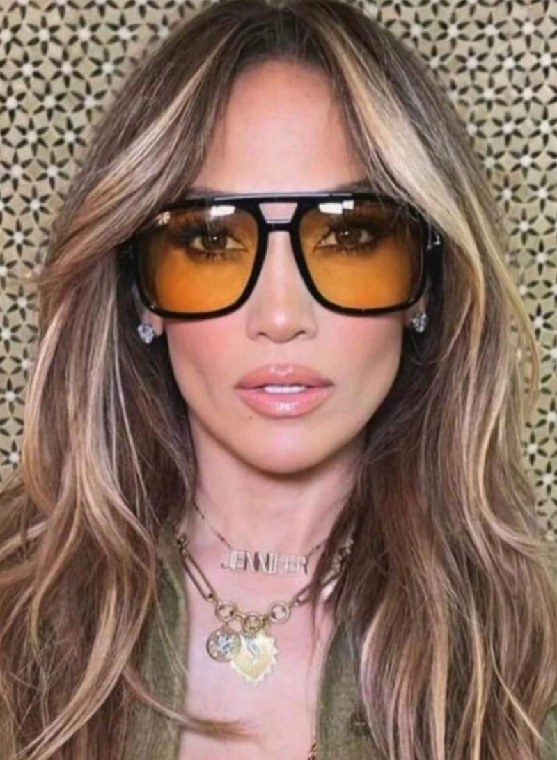 Shein 1pc Retro Classic  sunglasses Double Bridge Personality Large Frame Fashion Glasses For Outdoor Travel Beach Accessories - Image 1